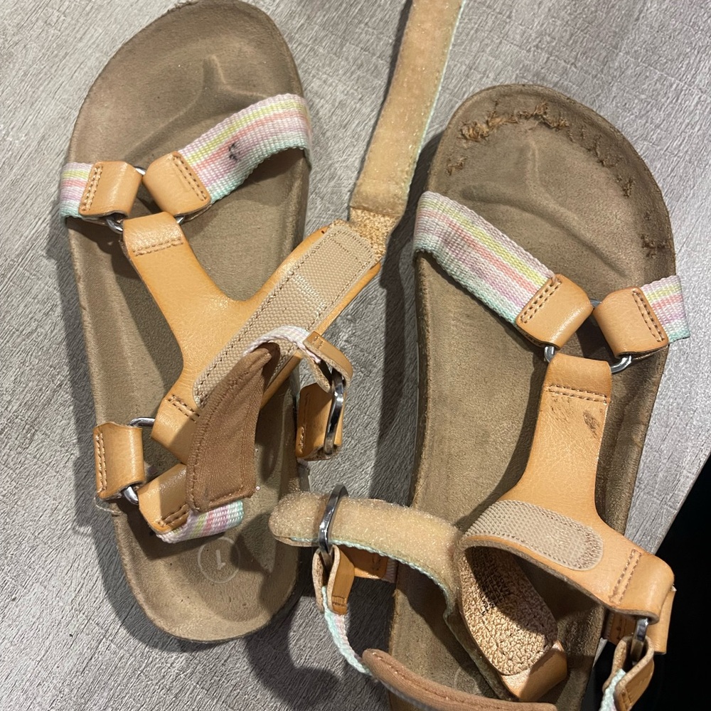 Tan and Pastel Striped Sandals